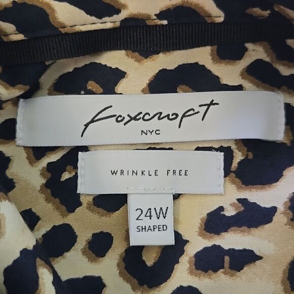 Foxcroft Leopard Print Cotton Button Down Shirt 24W Wrinkle Free No Iron - Picture 3 of 12